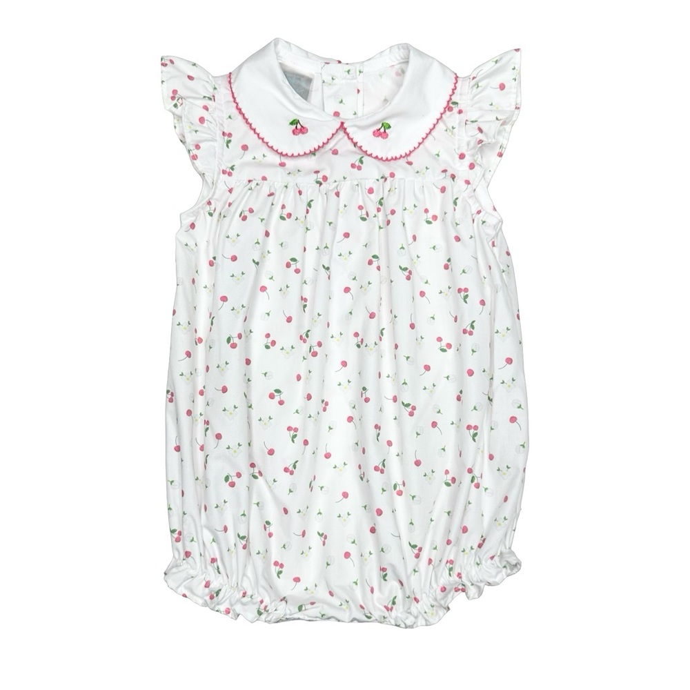 Alex & Nicole Cherries Peter Pan Collar Romper